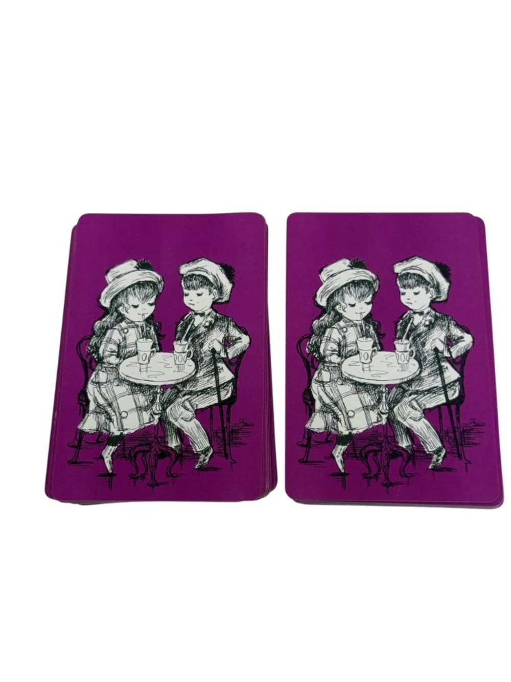 Vintage Playing Cards Incomplete Decks Couple Purple #2-9 Mismatch Box Crafting